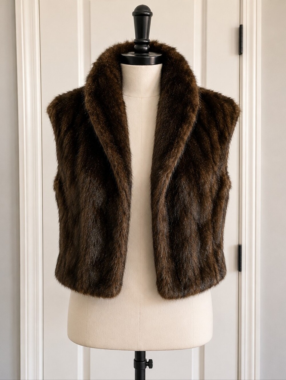 Investments Women's Plush Faux Fur Jacket in Dark Brown